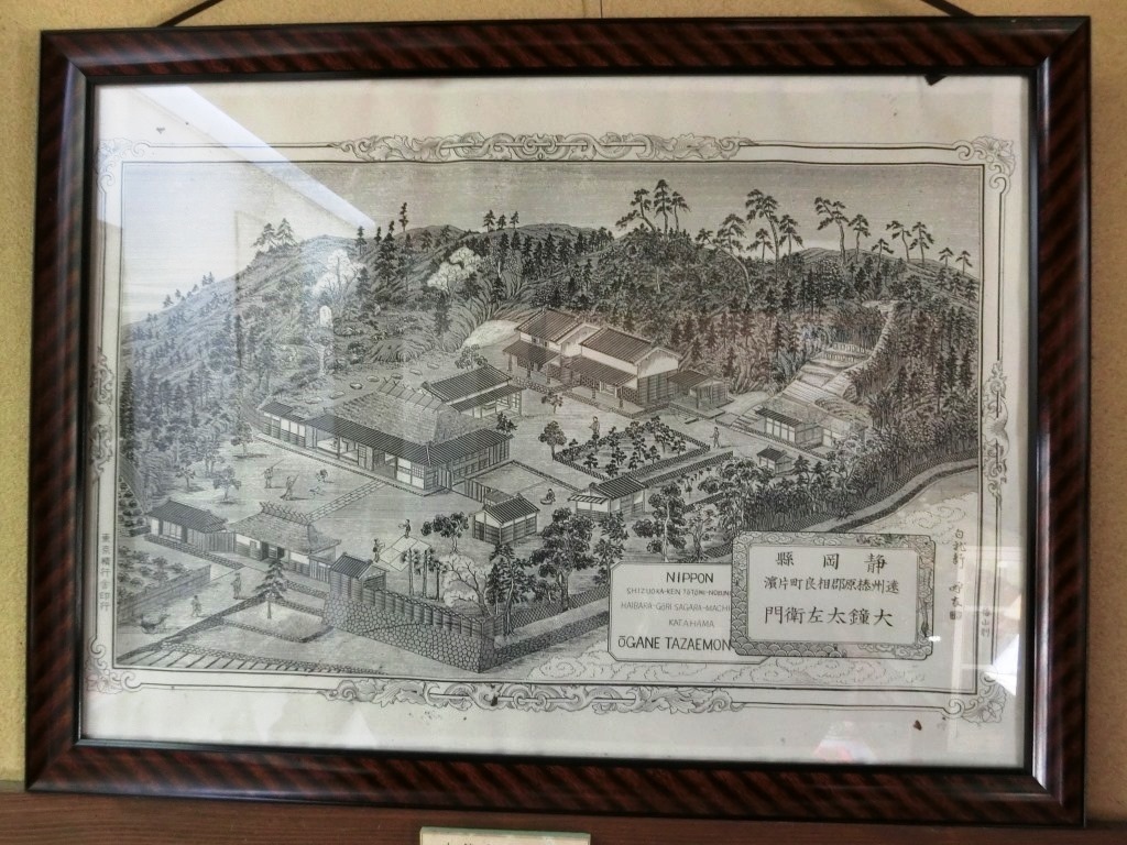 額に入った大鐘家の屋敷を描いた古い銅版画